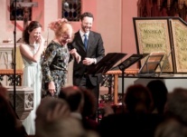 Violinist Claire Duff, composer Jane O'Leary and harpsichordist Benjamin Alard at Lutherhaus, Dublin during a Music Network tour in March 2019.